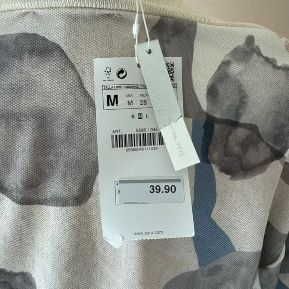 NWT Zara pull on knit light sweater, geometric details, viscose wide sleeves M - Picture 7 of 14